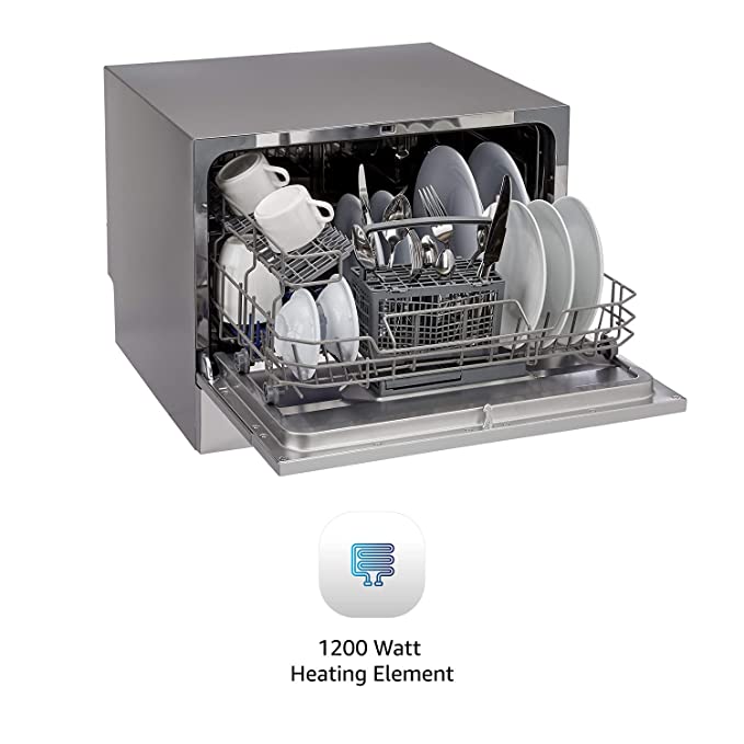 AmazonBasics 6 Place Setting Dishwasher (with Scheduler, Tough Indian Masala and Oil stains, Silver) (OPEN BOX) AmazonBasics 6 Place Setting Dishwasher (with Scheduler, Tough Indian Masala and Oil stains, Silver) (OPEN BOX)